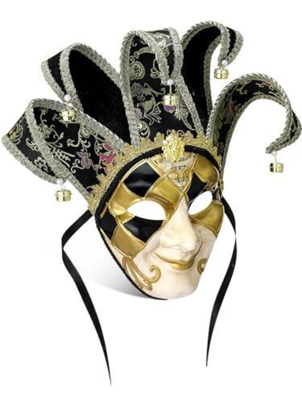 8332 Mardi Gras Mask Venetian Mask Masquerade Halloween Vintage Jester Full